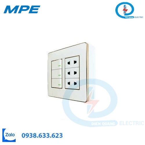 BỘ CÔNG TẮC Ổ CẮM ĐÔI VIỀN VÀNG Seri A60 A60B23U3G