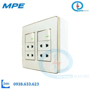 BỘ CÔNG TẮC Ổ CẮM ĐÔI VIỀN VÀNG Seri A60 A60B24U2G